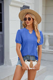 SOLID COLOR V-NECK LOOSE SHORT-SLEEVED T-SHIRT