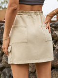 LACE UP CASUAL DENIM SKIRT