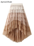 Irregular Cake High Waist Gauze Skirt