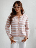 CLASSY SINGLE BREASTED STRIPED CARDIGAN SWEATER