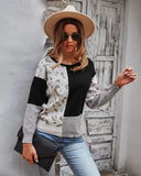 FASHION SPLICED CONTRAST CREWNECK PULLOVER SWEATER