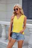 V-NECK LACE STITCHING SLEEVELESS VEST T-SHIRT