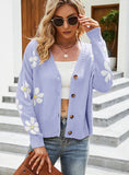 FASHION AUTUMN AND WINTER LOOSE CARDIGAN PRINT SWEATER