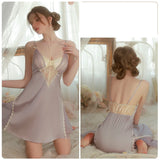SEXY STEEL RING CHEST PAD GATHERING GAUZE ROBE NIGHTDRESS