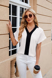CONTRAST LAPEL CHIFFON SHIRT