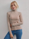 FASHION SOLID COLOR TOP SLIM TURTLE NECK SWEATER