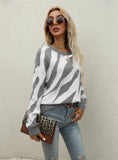 Women Round Neck Striped Sweater