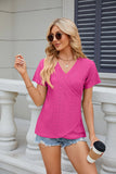 SOLID COLOR V-NECK LOOSE SHORT SLEEVE T-SHIRT