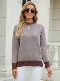 CLASSY STRIPED LONG-SLEEVED ROUND NECK KNITTED PULLOVER SWEATER
