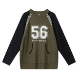 Vintage Contrast Stitching Long Sleeve Sweater