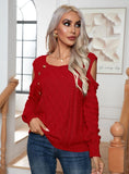 FASHION BUTTON LONG SLEEVE KNITTED PULLOVER SWEATER