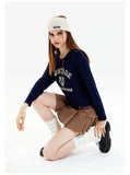 Twist Retro Letters Short Sweater