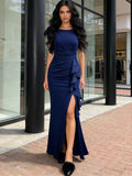 Fuchisa Split Bodycon Mermaid Evening Maxi Party Dress