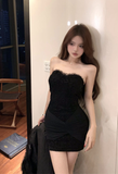 Elegant Strapless Beige Lace Bodycon Mini Dress