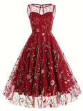 Floral A Line Scoop Party Dress