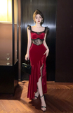Stylish Sleeveless Dress with Floral Lace and High - Slit