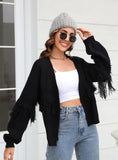 Short Knit Cardigan Fringed Sweater