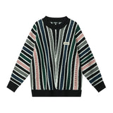 Colored Striped Loose Round Neck Sweater