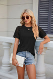 ROUND NECK LACE STITCHING SHORT SLEEVE T-SHIRT