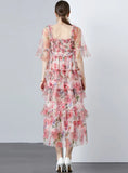 HEAVY-DUTY GAUZE PRINTED LONG DRESS