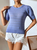 PULLOVER SHORT SLEEVE SOLID COLOR SWEATER