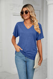 CASUAL V-NECK SOLID COLOR LOOSE T-SHIRT