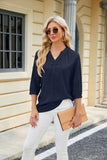 SOLID COLOR V-NECK LOOSE TOP