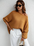 CLASSY ROUND NECK KNITTED LOOSE SPLIT PULLOVER SWEATER