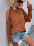 FASHION SOLID LONG-SLEEVED ROUND NECK TWISTED ROPE SWEATER
