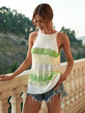 FASHION LOOSE HOLLOW SPLICING HALTER TOP