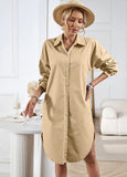 LONG SLEEVE BUTTON SHIRT DRESS