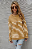 STYLISH BUTTON WOOD EAR STRIPED STITCHING SWEATER