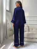 FASHION SILK-LIKE LADIES LONG-SLEEVED PAJAMAS SUIT