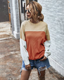 CLASSY CONTRASTING COLOR SWEATER TOP