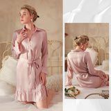 FASHION SEXY SILK LOTUS LEAF SLEEVE NIGHTGOWN