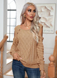FASHION BUTTON LONG SLEEVE KNITTED PULLOVER SWEATER