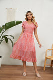 SUMMER V-NECK PRINTED CHIFFON STITCHING DRESS