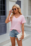 SOLID COLOR POCKET V-NECK SHORT SLEEVE T-SHIRT