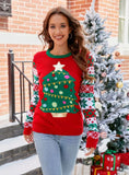 FASHION CHRISTMAS TREE EMBROIDERED KNITTED SWEATER