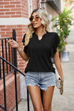 SOLID COLOR U-NECK SHORT SLEEVE LOOSE T-SHIRT