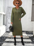 STYLISH WOMEN BUTTON LONG SWEATER DRESS