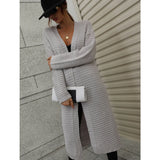 FASHION LONG CARDIGAN SOLID COLOR KNITTED SWEATER