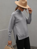 FASHION SOLID COLOR HIGH NECK SWEATER