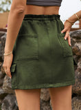LACE UP CASUAL DENIM SKIRT