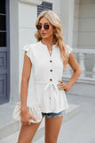 SOLID COLOR BUTTON LOOSE T-SHIRT