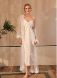 MESH LACE STITCHING NIGHTGOWN TWO-PIECE SUIT