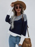 FASHION LOOSE ROUND NECK STRIPED SWEATER