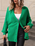 CLASSY SOLID COLOR KNITTED CARDIGAN LOOSE SWEATER