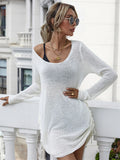FASHION ROUND NECK SOLID COLOR PULLOVER LOOSE SWEATER