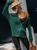 CLASSY HIGH NECK SOLID COLOR ZIPPER SWEATER COAT